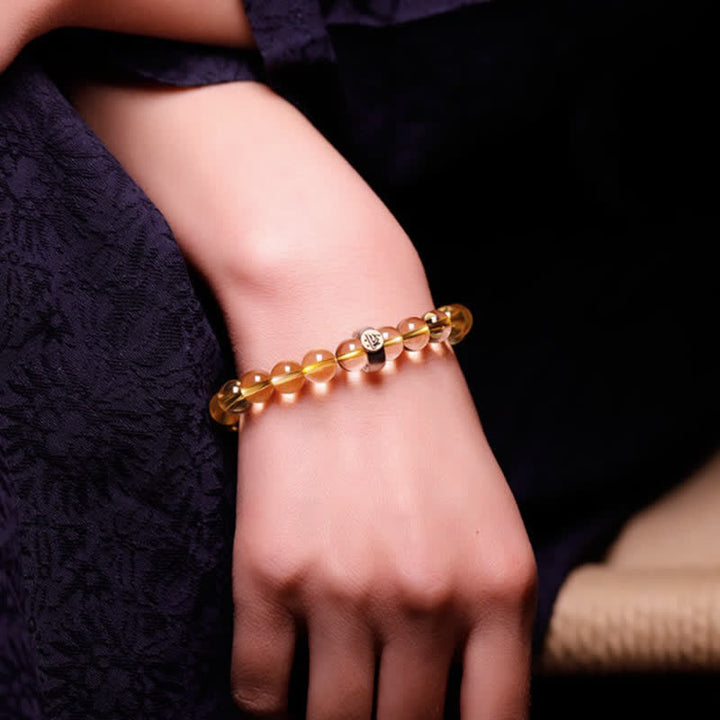 Braccialetto di protezione in argento sterling 925 con zodiaco cinese e Buddha natale in citrino - image 7