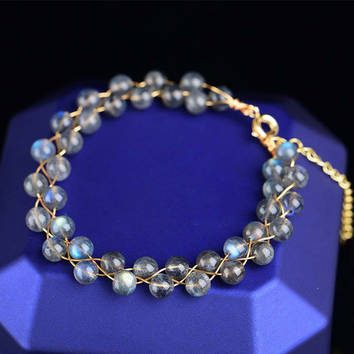 Braccialetto di benedizione dell'amore con pietra di luna naturale Buddha Stones