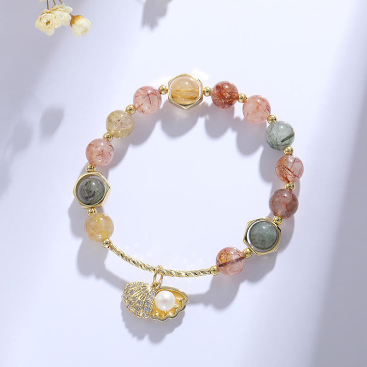 Braccialetto di perline di protezione in quarzo rutilato naturale colorato Buddha Stones