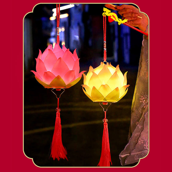 Decorazione lampada lanterna drago fiore di loto fai da Buddha Stones