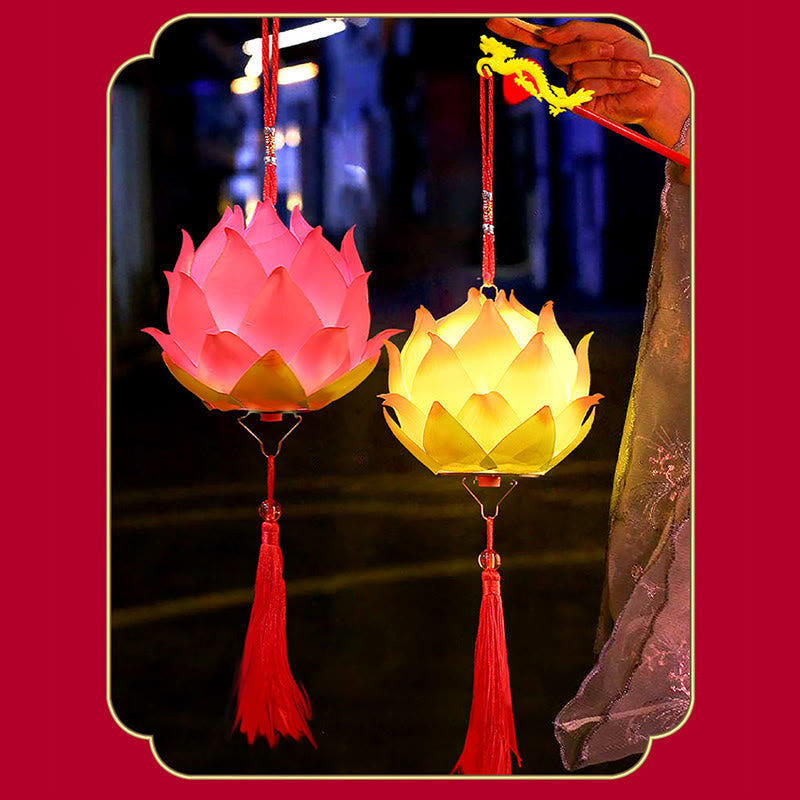 Decorazione lampada lanterna drago fiore di loto fai da Buddha Stones - image 11