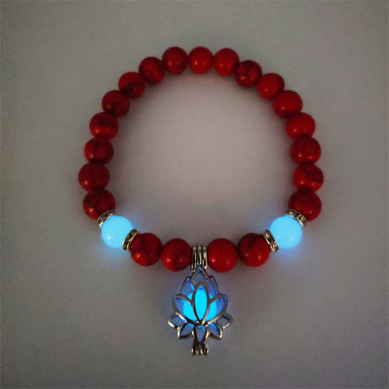 Braccialetto di protezione con perline luminose in pietra luminosa turchese tibetano Buddha Stones