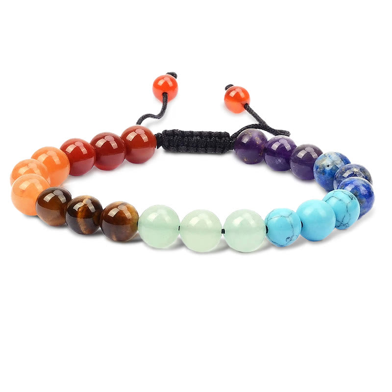 Buddha Stones Pietre di cristallo con potere curativo naturale Bracciale unisex regolabile in macramè