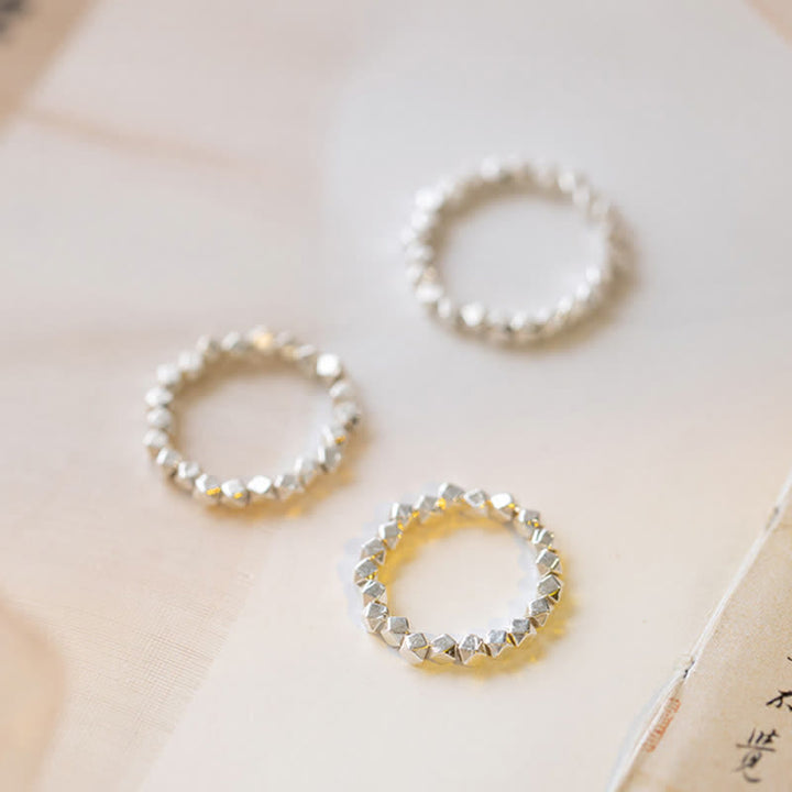 Anello di benedizione con perline in argento sterling 925 Buddha Stones