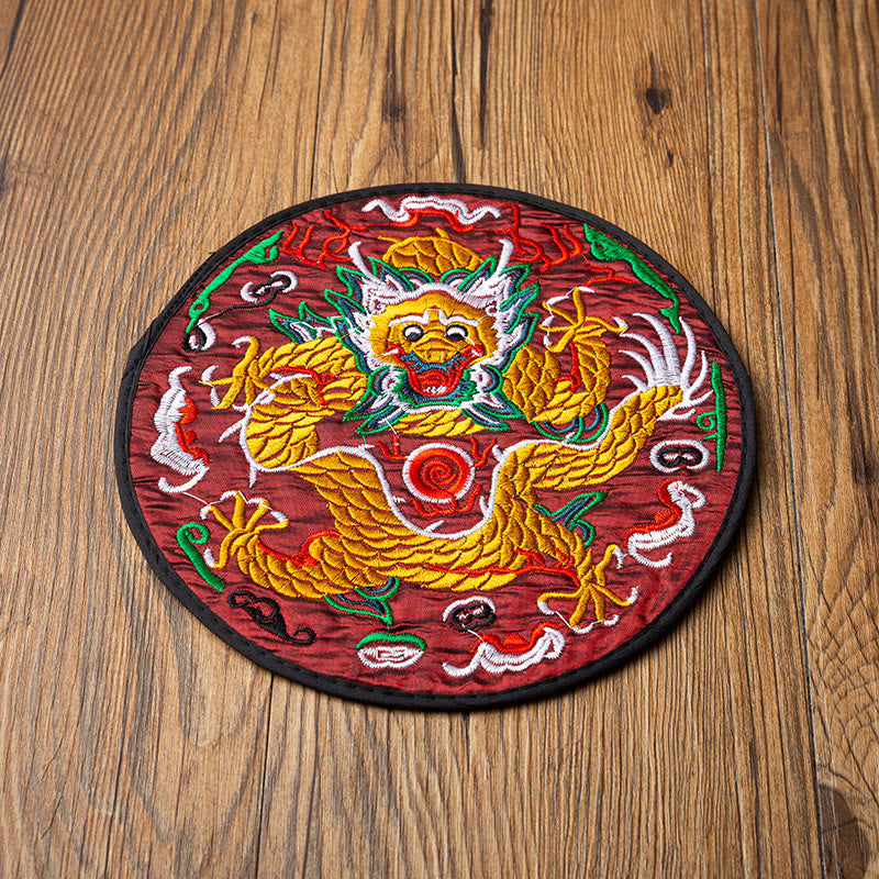 Buddha Stones Dragon Ricamo Sottobicchiere Tazza Sottobicchiere Tazza da Tè Kung Fu Tappetino da Tè