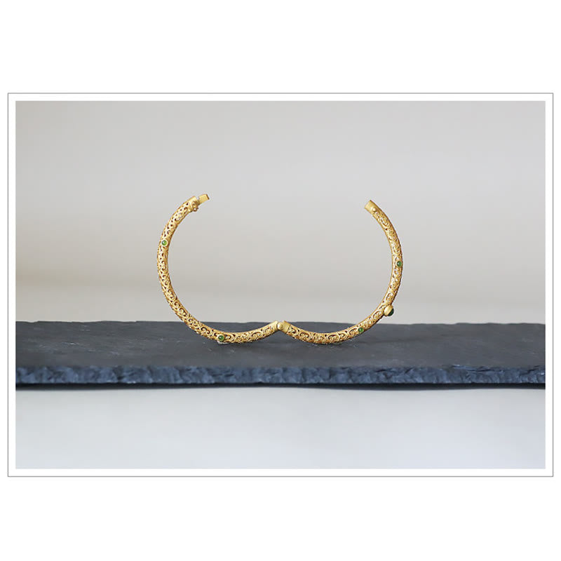 Buddha Stones Braccialetto di Giada Ciano Rame Nuvole di Buon Auspicio Calma Guarigione