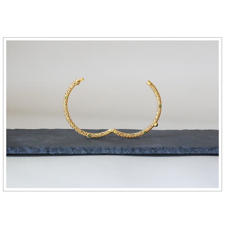 Buddha Stones Braccialetto di Giada Ciano Rame Nuvole di Buon Auspicio Calma Guarigione