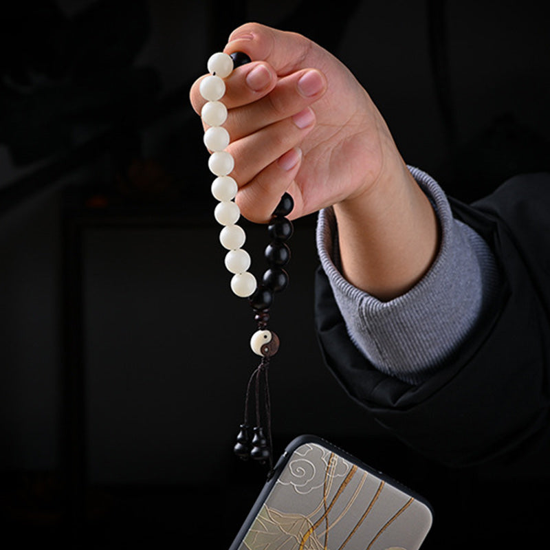 Buddha Stones Bracciale di protezione YinYang in ebano Decorazione