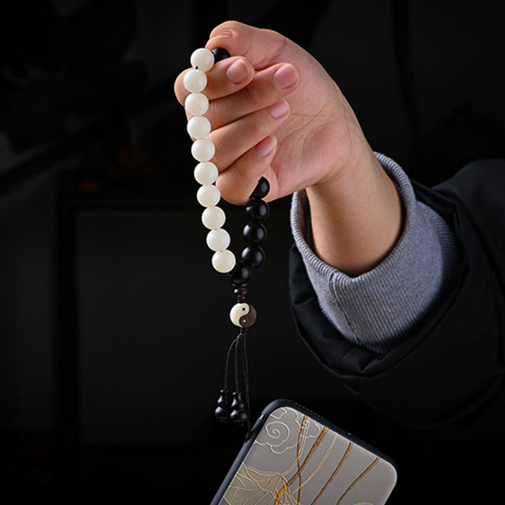 Buddha Stones Bracciale di protezione YinYang in ebano Decorazione