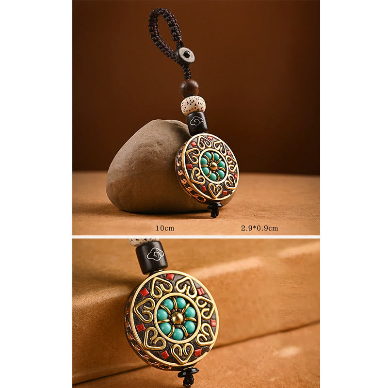 Portachiavi con Buddha Stones tibetano Om Mani Padme Hum Bodhi Seme della pace