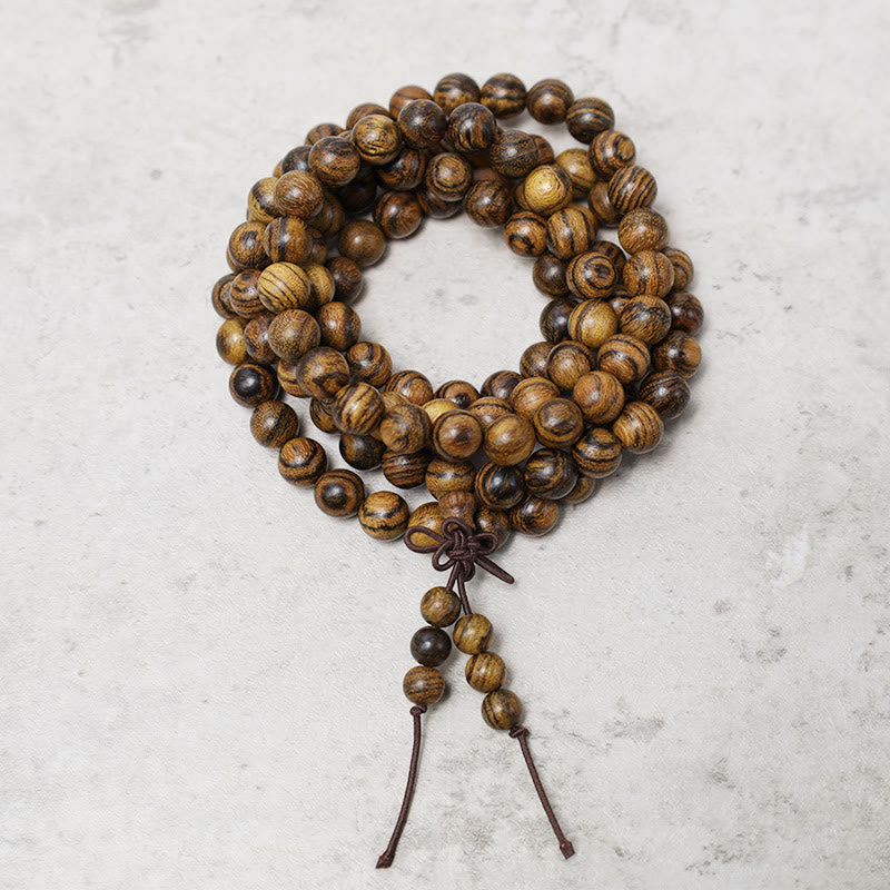 Buddha Stones 108 Mala Beads Bracciale Preghiera Meditazione Sandalo Elastico - Legno di pelle di tigre - image 20
