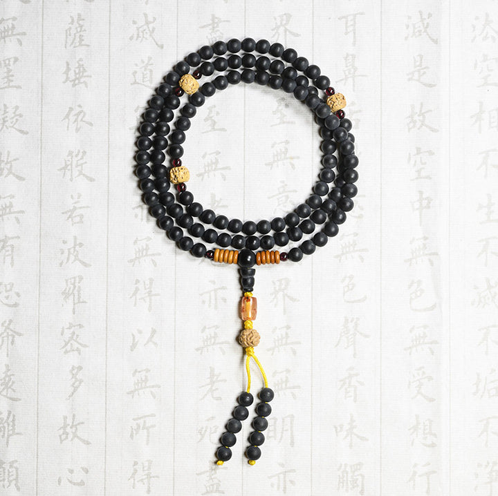 Buddha Stones Mala Tibetano Cipresso Semi di Bodhi Agata Rossa Braccialetto di Guarigione