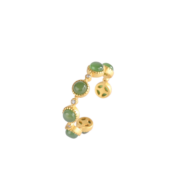 Anello regolabile Buddha Stones Cyan Jade Healing Calm