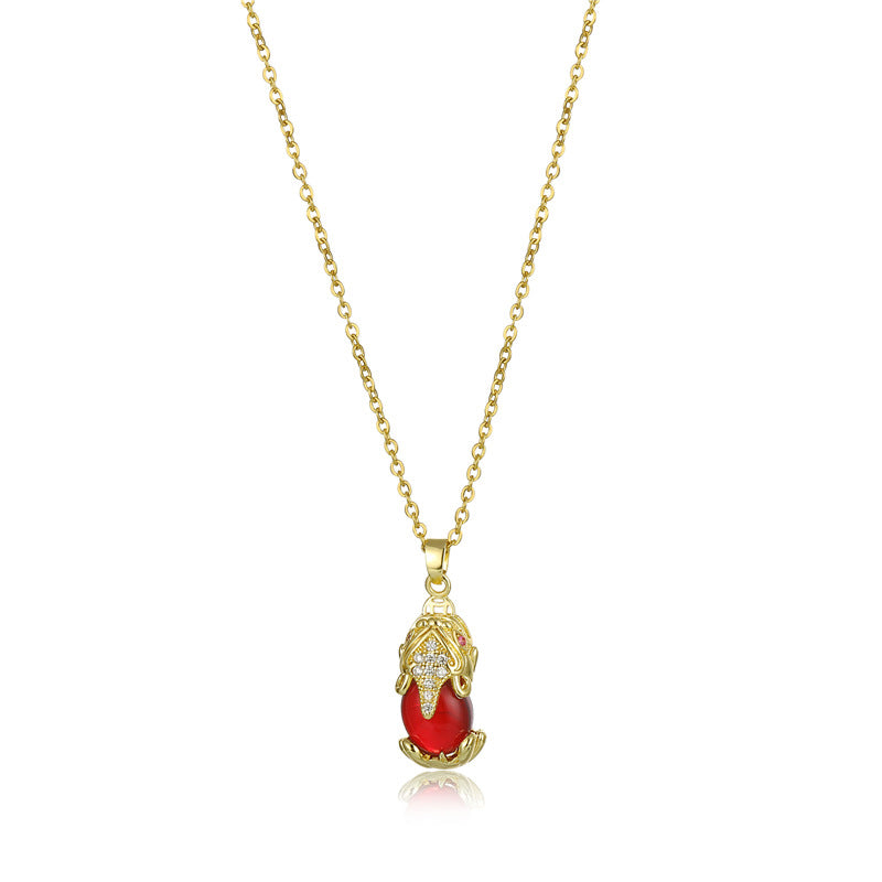 Collana della fortuna di Pixiu in granato naturale Buddha Stones - Granato rosso - image 1