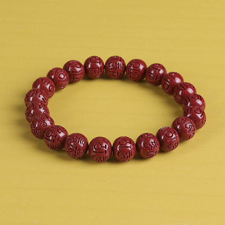 Braccialetto di perline Buddha Stones Natural Double PiXiu Cinnabar Om Mani Padme Hum Wealth Luck