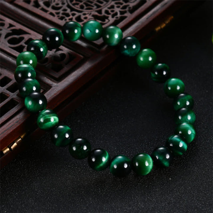 Braccialetto Buddha Stones Natural Green Tiger Eye Strength - image 1