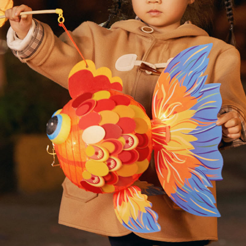 Buddha Stones fai da te Lanterna di carta per pesci koi portafortuna, lanterna per bambini, decorazione per festival di metà autunno