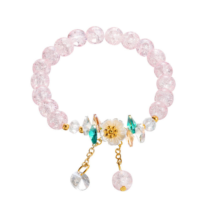 Braccialetto di perline di vetro con ciondolo a forma di fiore con design semplice Buddha Stones