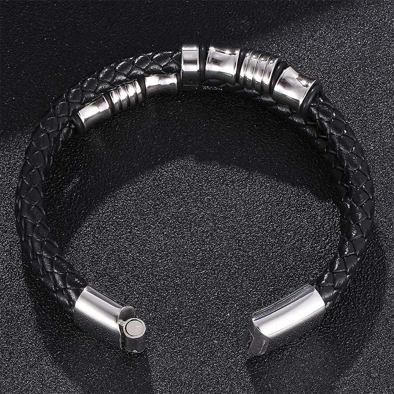 Braccialetto della fortuna in pelle intrecciata a strati Buddha Stones