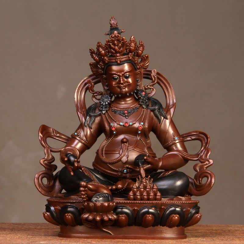 Statua in rame della compassione della statuetta del Bodhisattva Jambhala giallo, decorazione per la casa e l'ufficio