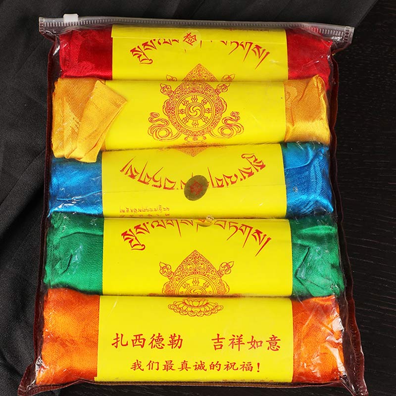 Buddha Stones Benedizione Tibetana Auspicioso 5 Colori Jacquard Khata Decorazione - image 14