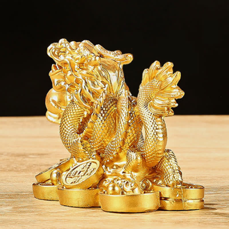 Buddha Stones Feng Shui Drago Moneta di rame Ricchezza Successo Fortuna Decorazione