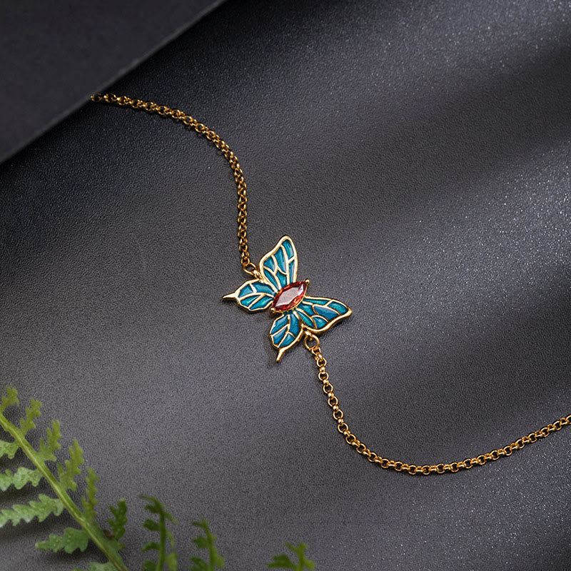 Bracciale Buddha Stones in argento sterling 925 con catena a farfalla e zirconi - image 5