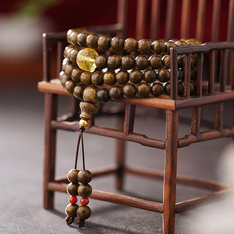 Buddha Stones 108 Mala Beads 999 Oro Brunei Agarwood Cuore Sutra Ambra Agata Rossa Forza Bracciale Meditazione