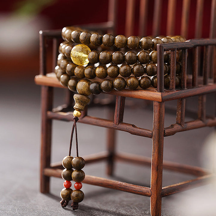 Buddha Stones 108 Mala Beads 999 Oro Brunei Agarwood Cuore Sutra Ambra Agata Rossa Forza Bracciale Meditazione