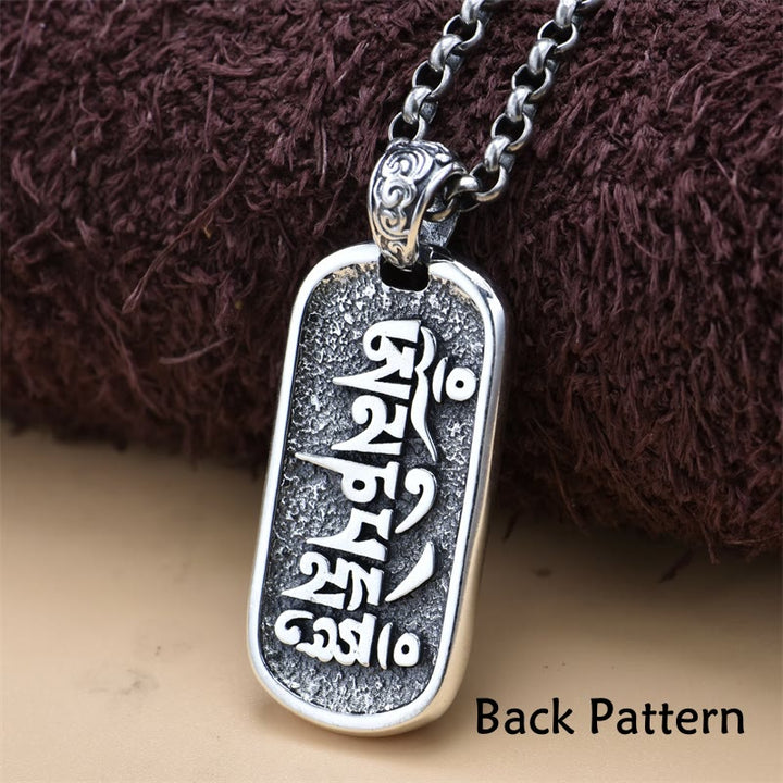 Buddha Stones 925 Sterling Silver Zakiram Dea della Ricchezza Om Mani Padme Hum Collana Pendente della Pace