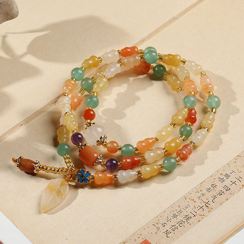 Bracciale Buddha Stones Golden Silk Jade Zucca Ricchezza