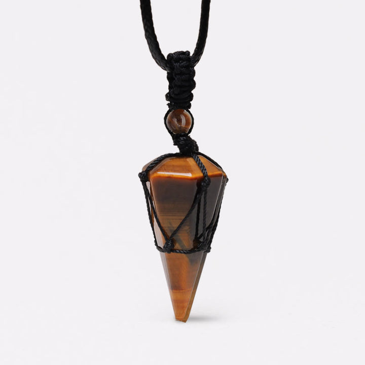 Collana con ciondolo a punta in pietra naturale Buddha Stones