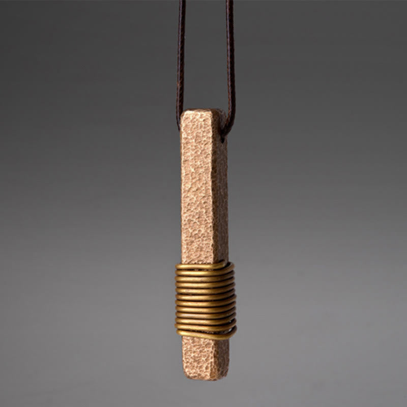 Collana con ciondolo in ottone e rame con design testurizzato vintage, simbolo della ricchezza, Buddha Stones - image 6