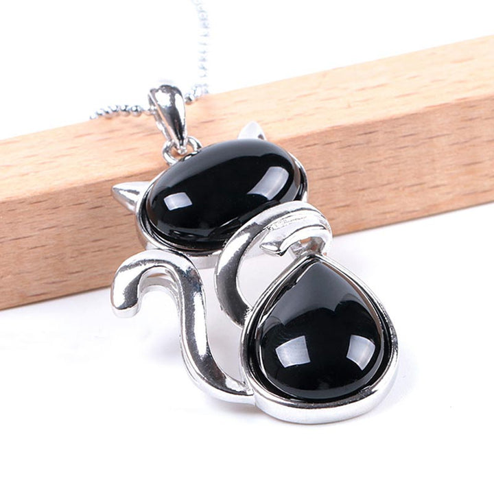 "Save A Cat" Collana con ciondolo amante dei gatti con motivo a gatto carino e protezione in cristallo naturale