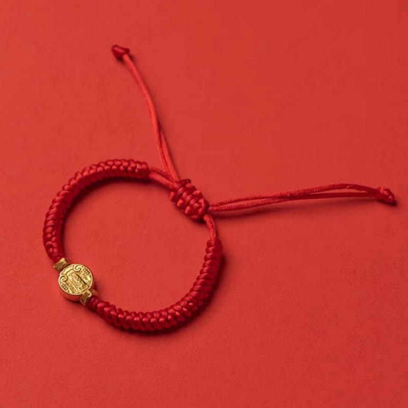 Braccialetto intrecciato con nodo di protezione della reincarnazione fatto a mano , Buddha Stones, cinque direzioni, divinità della ricchezza