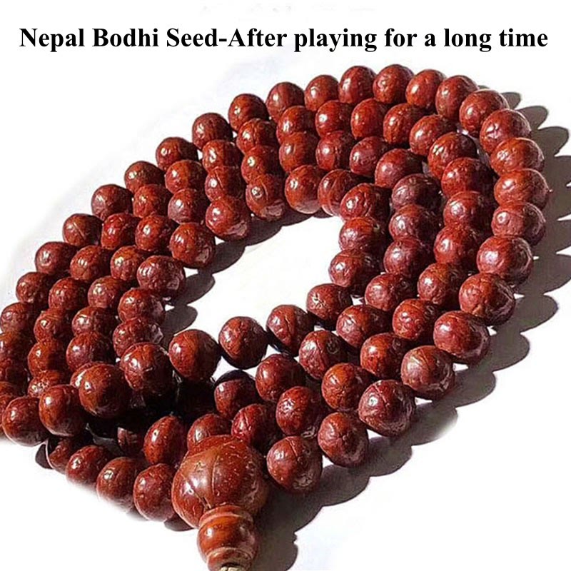 Buddha Stones 108 Mala Beads Nepal Bodhi Seed Fortuna Ricchezza Braccialetto con Nappa - image 14