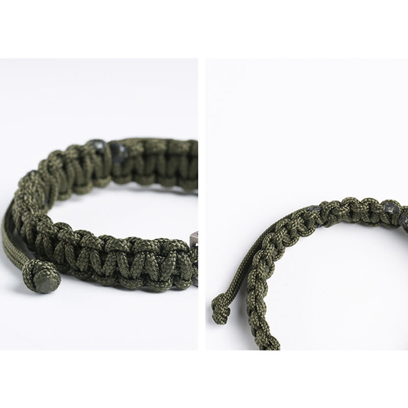 Braccialetto in corda intrecciata con design a proiettile in argento sterling 925 Buddha Stones