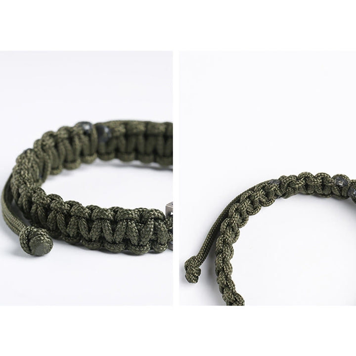 Braccialetto in corda intrecciata con design a proiettile in argento sterling 925 Buddha Stones