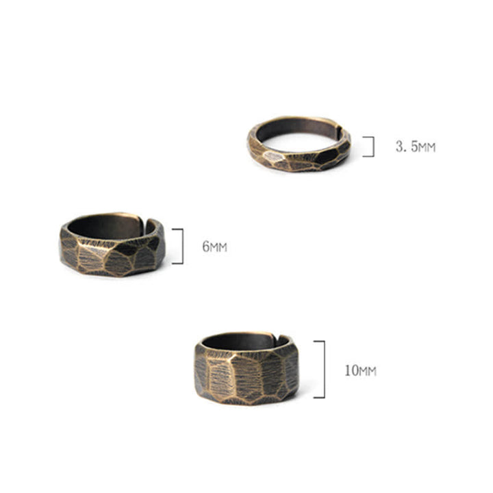 Anello di ricchezza in rame con design semplice tibetano Buddha Stones