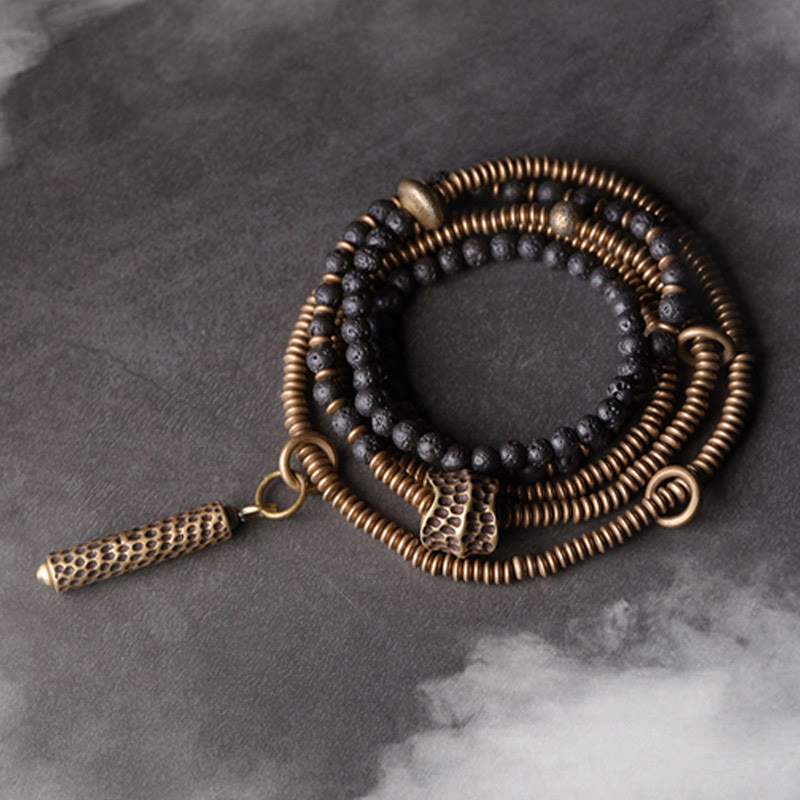 Bracciale multistrato in ottone e rame con Buddha Stones - 17-17,5 cm - image 0