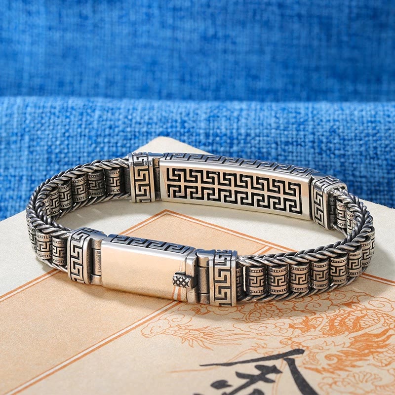 Bracciale girevole con motivo a linee vintage Buddha Stones Balance
