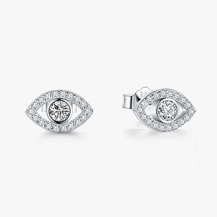 Orecchini a bottone con simbolo del malocchio in argento sterling 925 Buddha Stones