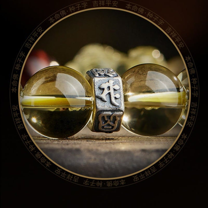 Braccialetto di protezione della prosperità con occhio di tigre PiXiu e citrino naturale Buddha Stones