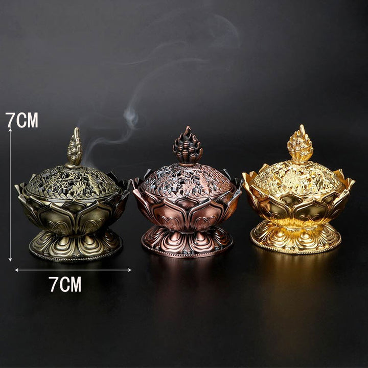 Buddha Stones Tibetano a Forma di Loto Bruciatore di Incenso Purificato