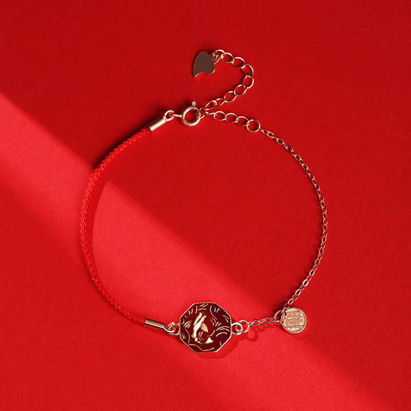 Bracciale intrecciato a mano Buddha Stones 925 Sterling Silver Luck Koi Fish Cambia Colore Ricchezza