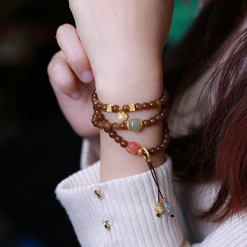 Collana con braccialetto di giada a forma di farfalla e zucca, portafortuna e prosperità