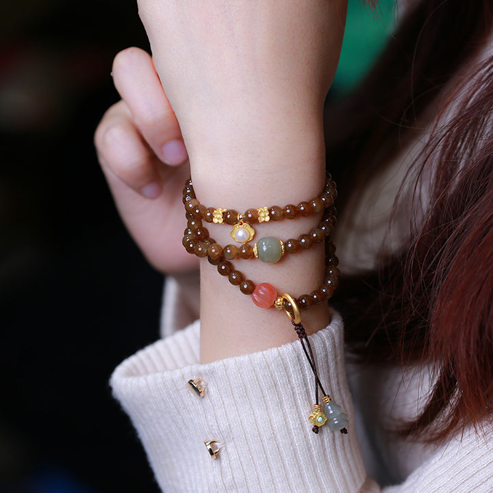 Collana con braccialetto di giada a forma di farfalla e zucca, portafortuna e prosperità