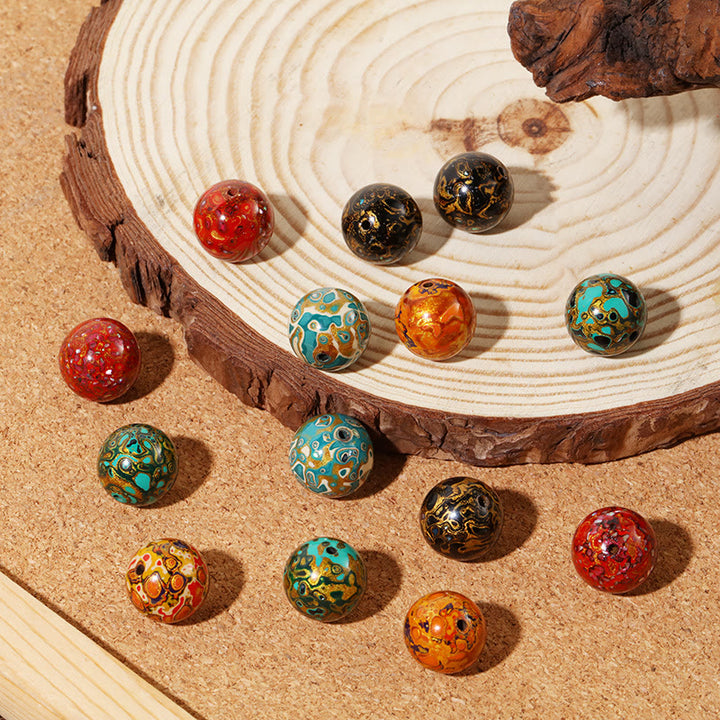 Braccialetto di perle di lacca multicolore naturale Buddha Stones Calm