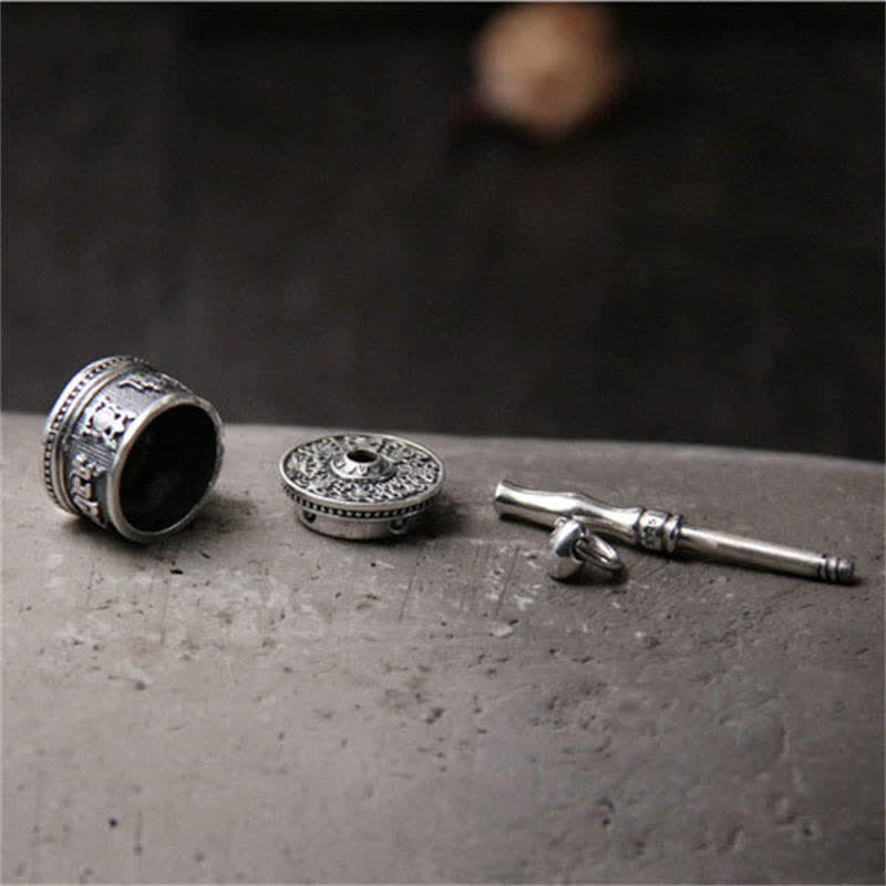 Collana con ciondolo girevole in argento sterling 925 Om Mani Padme Hum con ruota di preghiera Buddha Stones - image 6