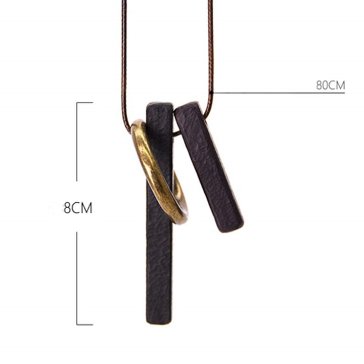 Collana con ciondolo in legno di ebano e cerchio zen Buddha Stones , illuminazione
